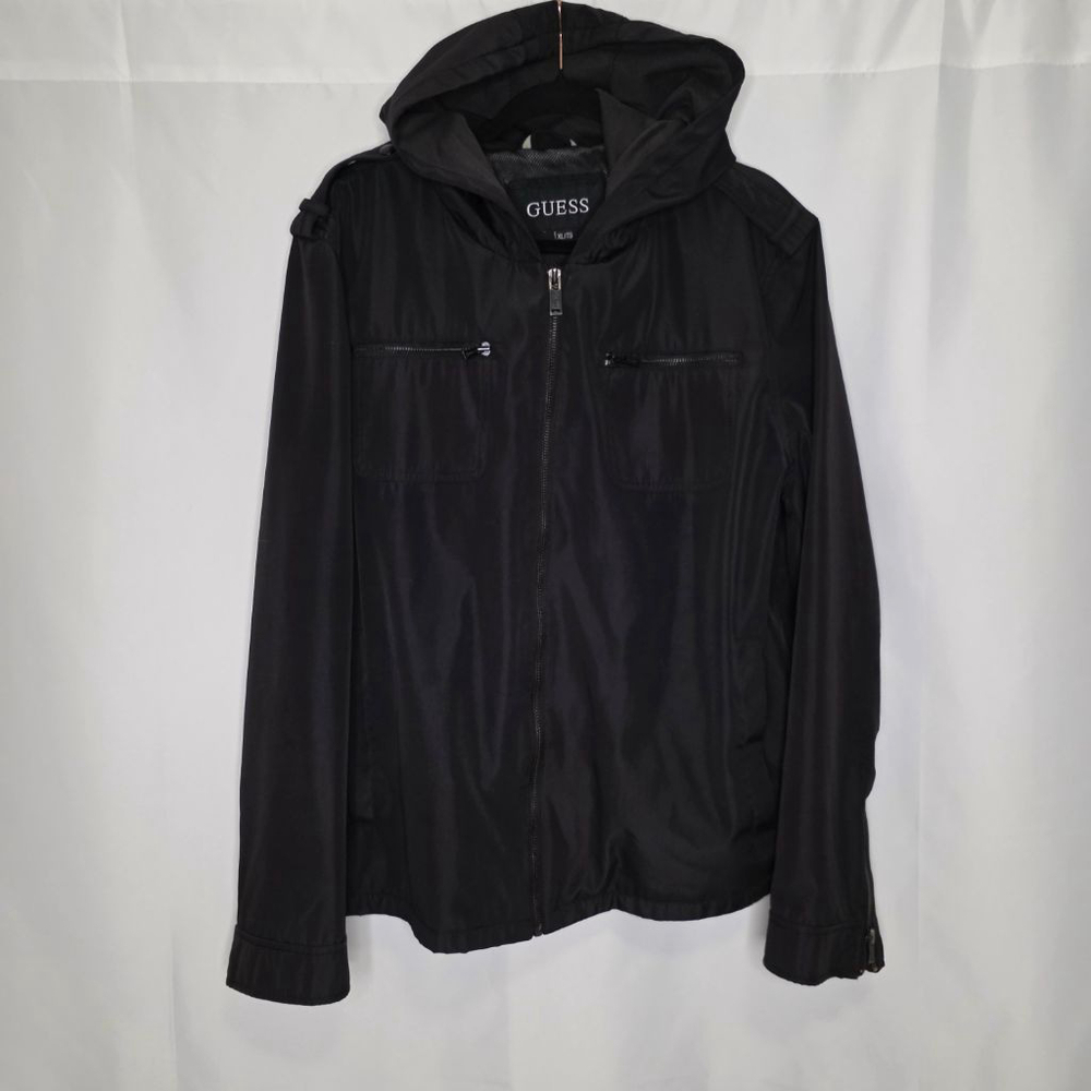 Men's GUESS Black Hooded Lightweight Jacket XL